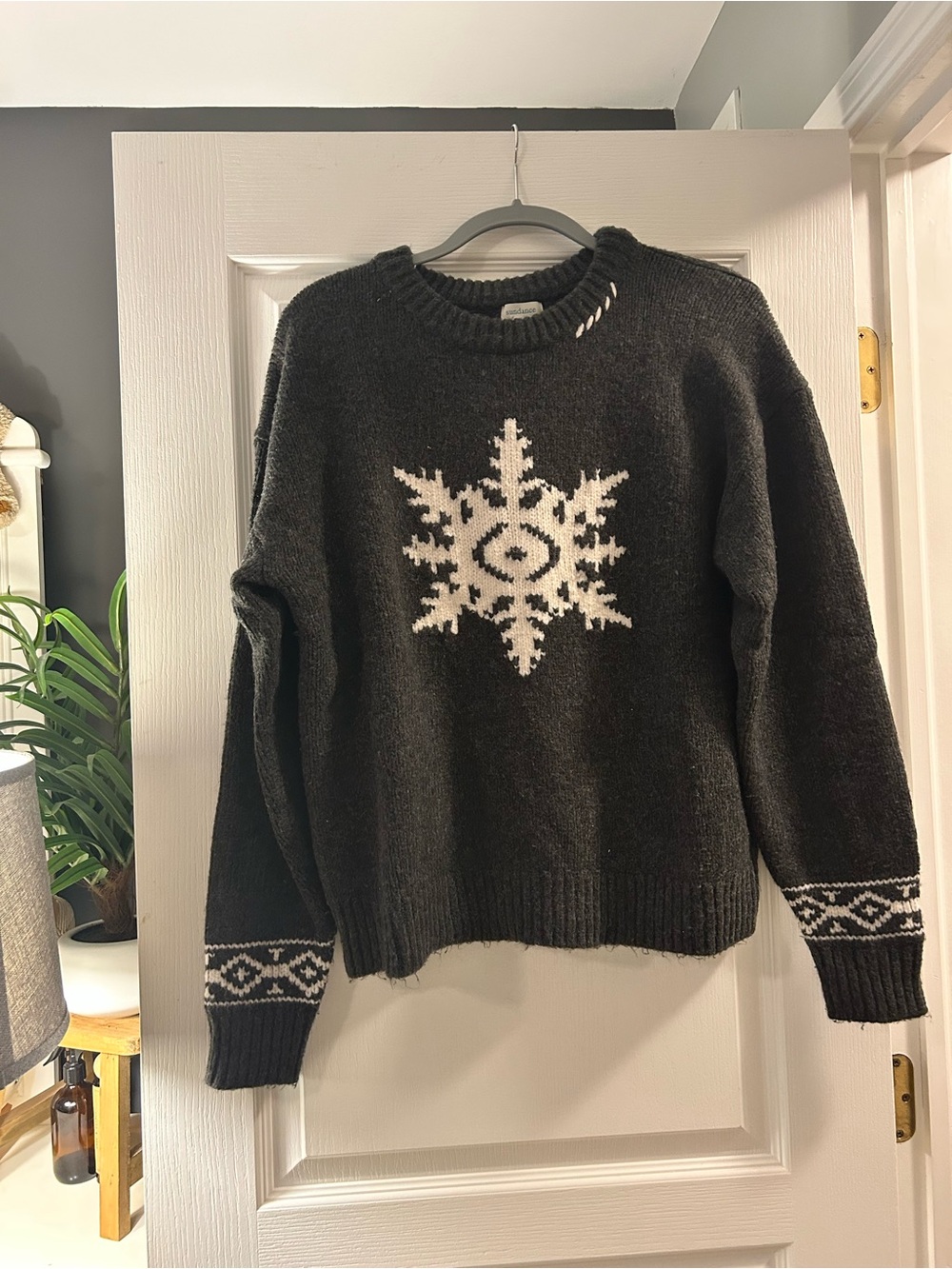 Sundance Black Snowflake Crewneck Sweater